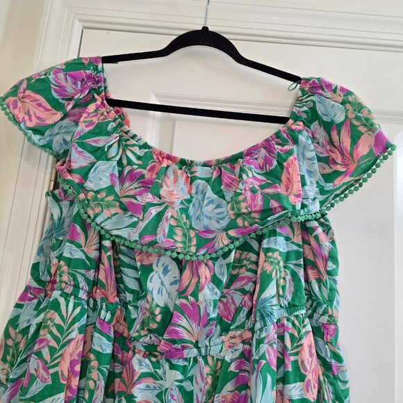Terra & Sky Off The Shoulder Dress - Tropical Summer Orchid Bloom - Picture 6 of 9